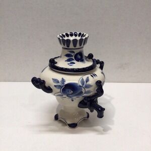 Blue and White Ceramic Teapot